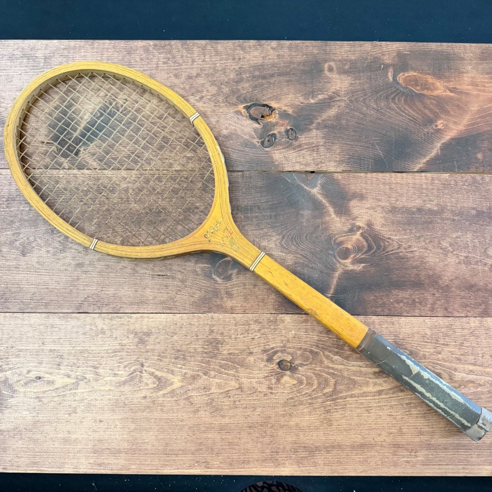 Vintage J.C. Higgins Whiz Wooden Tennis Racket Antique Sports Decor